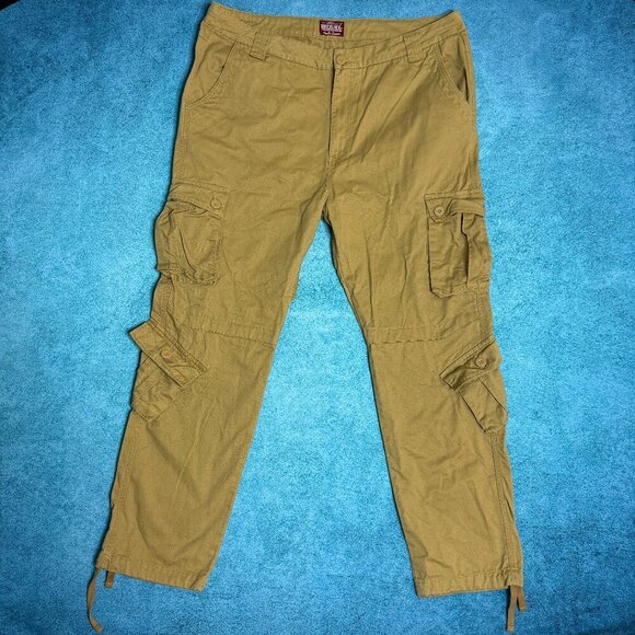 Matchstick Men's 44 Mustard Cargo Utility Outdoor Field Tactical 8 Pocket Pants - Picture 1 of 15